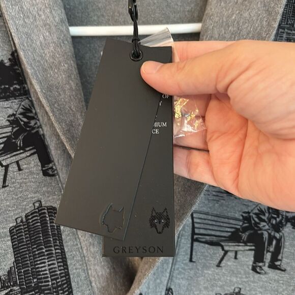 Greyson City of Wolves shawl cardigan gray black men golf preppy sweater SM NWT - Picture 7 of 11